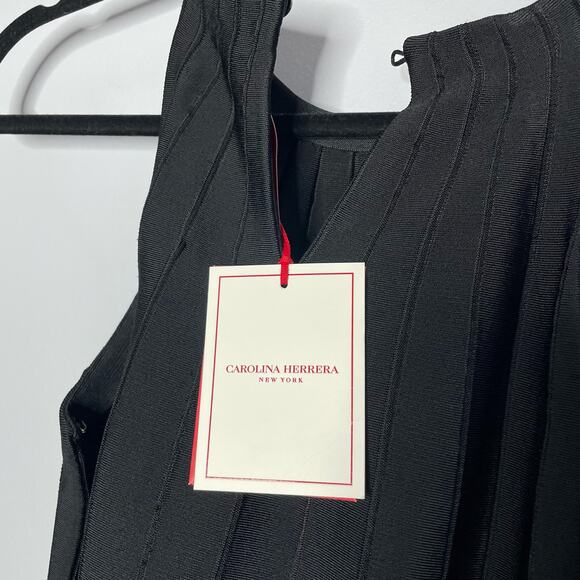 CAROLINA HERRERA Pleated Stretch-knit Midi Dress Fit Flare Elegant Minimalist L - Picture 13 of 16